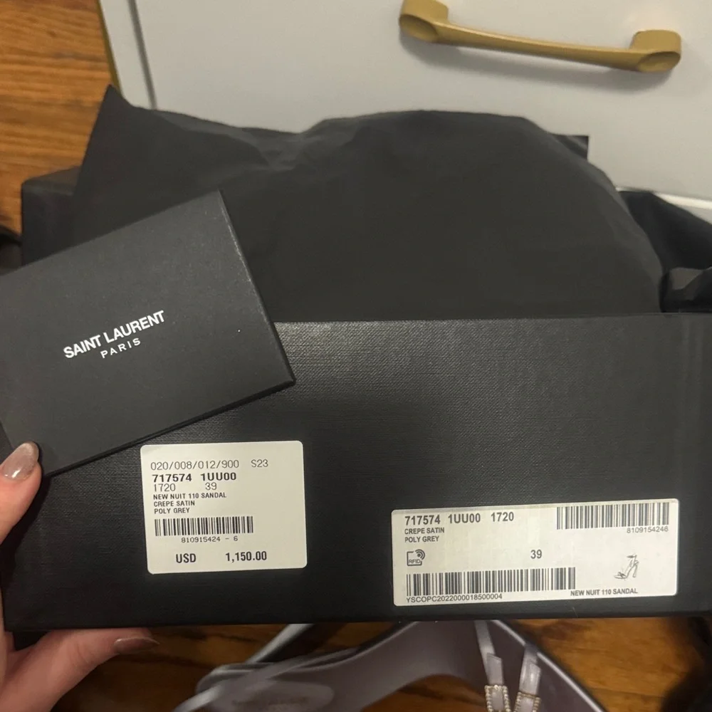 Saint Laurent Women's Grey Strappy Heels - Picture 3 of 8